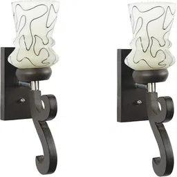 1ST TIME Black & Brown Printed Wood Contemporary Abstract Shaped Shaped Wall Lamp-picture-15