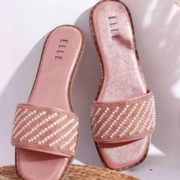 ELLE Women Embellished Ethnic Open Toe Flats-image-4