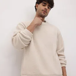 The Roadster Life Co. Round Neck Faux Fur Relaxed Fit Sweatshirt-picture-55