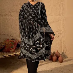 Indo Era Women Ethnic Motifs Printed Regular Pure Cotton Kurta with Trousers & With Dupatta image 4