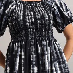 Jash Creation Tie and Dye Dyed Puff Sleeve Crepe A-Line Dress image 4