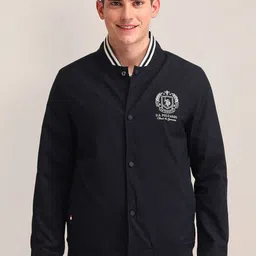U.S. Polo Assn. Men Stand Collar Typography Printed Varsity Jacket-picture-17
