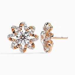 VALANOVA BIS Hallmarked 14Kt Rose Gold Diamond Studded Earrings 3.26 g image 3