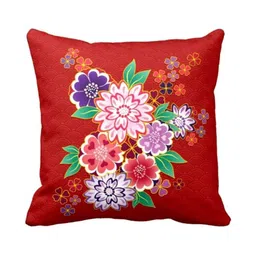 THEYAYACAFE Red & Purple Floral Velvet Square Cushion Covers image 3