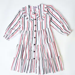 Bella Moda Striped Puff Sleeve Fit & Flare Dress image 3