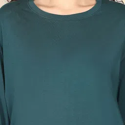 Kanvin Women Solid Round Neck T-Shirt & Pyjamas Night Suit image 3