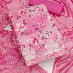 SAINOOR Embroidered Pure Cotton Semi-Stitched Dress Material image 3