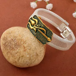 MEMOIR Men Antique Silver-Plated Trishul Bracelet-picture-49