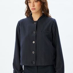 Koton Women Striped Tailored Jacket with Patchwork-picture-18