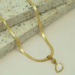 ARTKLIM Stainless Steel Gold-Plated Leaf Shaped Pendants With Chains-picture-27