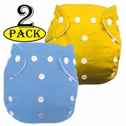 BabyMoon Reusable Cloth Diaper Set of 2 - Yellow Blue (No Insert )-picture-24