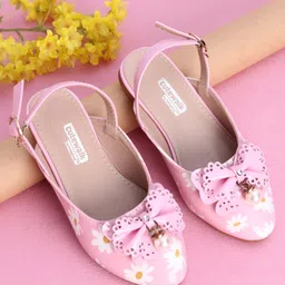 Cute Walk by Babyhug Party Wear Belly Shoes Bow Appliques - Pink-picture-28