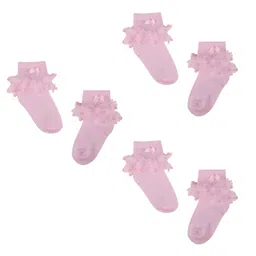 NEXT2SKIN Frill 3 Pairs Of Socks  - Pink-image-3