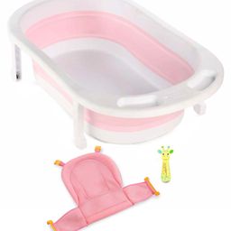 fab n funky Medium Size Folding Baby Bath Tub with Drain Plug - Pink-picture-12