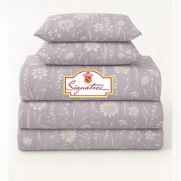 Signature Lavender & White Floral Polycotton 4 Piece Double King Superfine Bedding Set image 2