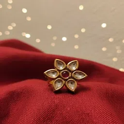 PANASH Gold-Plated Kundan-Studded Adjustable Finger Ring-image-37