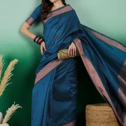 Leeza Store Woven Design Zari Organza Banarasi Saree-image-33