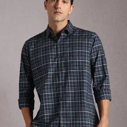 Louis Philippe Sport Slim Fit Tartan Checked Long Sleeves Pure Cotton Shirt-image-2