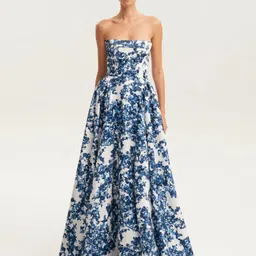 bebe Abstract Printed Strapless Fit & Flare Maxi Dress image 3