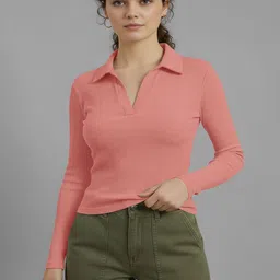 Dream Beauty Fashion Women Ribbed Shirt Collar Long Sleeves Top-picture-28