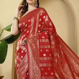 Meena Bazaar Ethnic Motifs Woven Design Zari Saree image 2