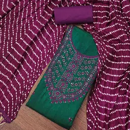 Blissta Cotton Embroidered Dress Material image 1