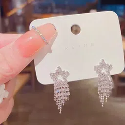 Estailo fashion Artificial Stones Studded & Beaded Tasselled Star Shaped Studs-image-55
