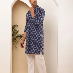 MULTI SHADES Men Polka Dots Printed Thread Work Pastels Kurta image 5