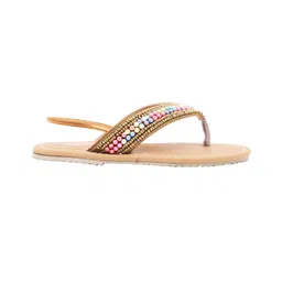 Mine Sole Beaded T-Strap Flat Sandals - Multi Color image 3