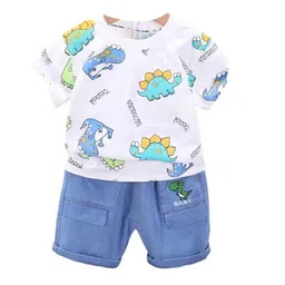 KIDDOLO Boys Printed Short Sleeves Pure Cotton T-shirt With Shorts-picture-48
