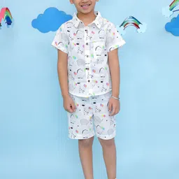 Vastrarth Boys Dinosour Printed Pure Cotton Shirt With Shorts-picture-25