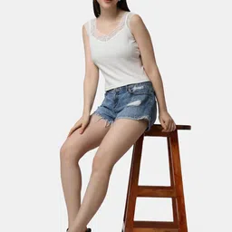 Popwings Solid V-Neck Sleeveless Top image 3