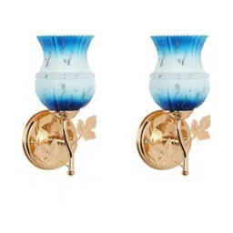 Somil Premium Designer Glass Wall / Night Lamp Elegant & Stylish Dcor Accent for Modern Interiors, color- - Firozi, White; Size,- 19.5 X 17.5 X 28 CM-image-54