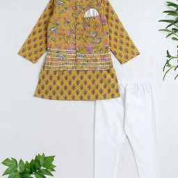 The Magic Wand Boys Floral Printed Cotton Kurta with Pyjamas-picture-45