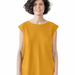 NOTWILD Women Solid Round Neck Cotton T-shirt-image-70
