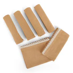 fingercraft 6Pcs White & Brown Pure Cotton Kitchen Towels image 3