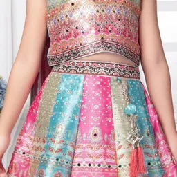 JAY NAGNATH FAB Girls Printed Mirror Work Ready to Wear Lehenga & Blouse With Dupatta image 3