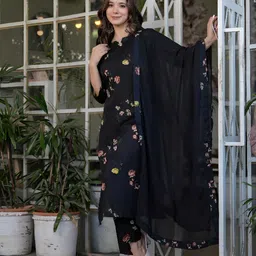 Ekta Textiles Women Floral Printed Kurta with Trousers & Dupatta image 5