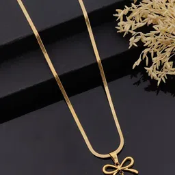 ANJNI CREATION Stainless Steel 18K Gold-Plated Bow Heart Minimal Necklace-picture-33