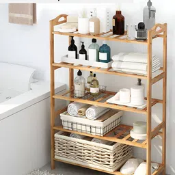 HOKIPO Brown Bamboo 5-Tier Shoe Rack image 5