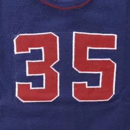 Babyhug Full Sleeves Sweater Numeric 35 Embroidery - Navy Blue image 3