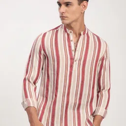 VASTRADO Men Striped Thread Work Kurta-image-5