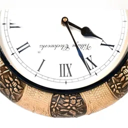 apka mart Beige & White Printed Vintage Wall Clock image 2
