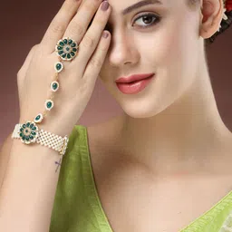 Anouk Women Brass Pearls Handcrafted Gold-Plated Ring Bracelet-image-7