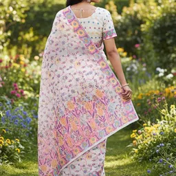 FABLAND Floral Printed Jaali Jamdani Saree image 3