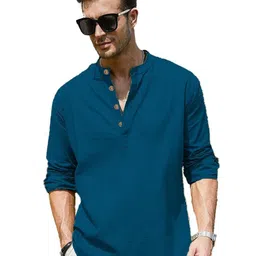 APEKTRA Mandarin Collar Roll-Up Sleeves Straight Short Kurta-picture-19