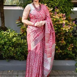 Moda Rapido Floral Woven Design Zari Banarasi Saree-picture-32