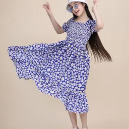 DEKLOOK Floral Print Flutter Sleeve Crepe Fit & Flare Midi Dress-picture-25