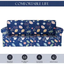 Kuber Industries Blue & White Printed Polyester 1 Piece Sofa Cover image 5