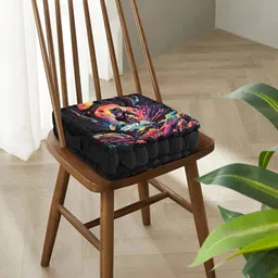 Myntra Elegant Homes Set Of 2 Printed Square Chair Pad image 5